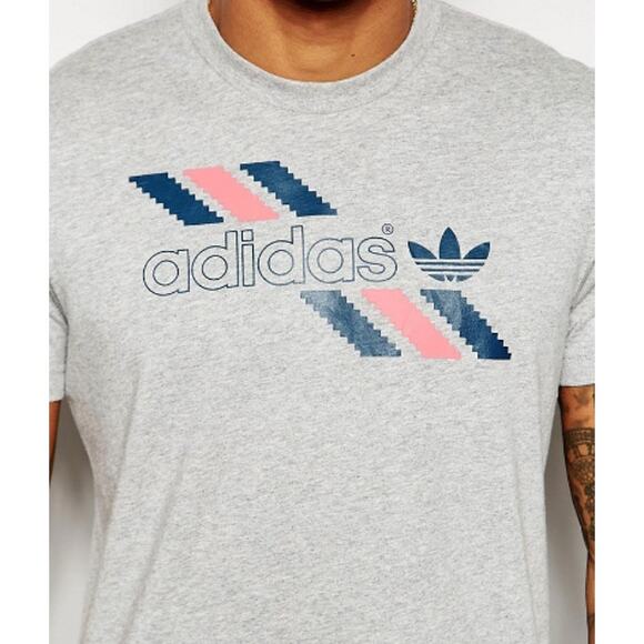 Adidas Soft Grey Three Stripe Short Sleeve T-Shirt size XL - Picture 7 of 8